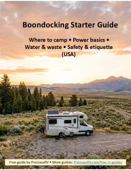 Boondocking Starter Guide cover - free PreciousRV guide