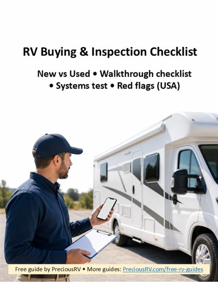 RV Buying and Inspection Checklist cover - free PreciousRV checklist